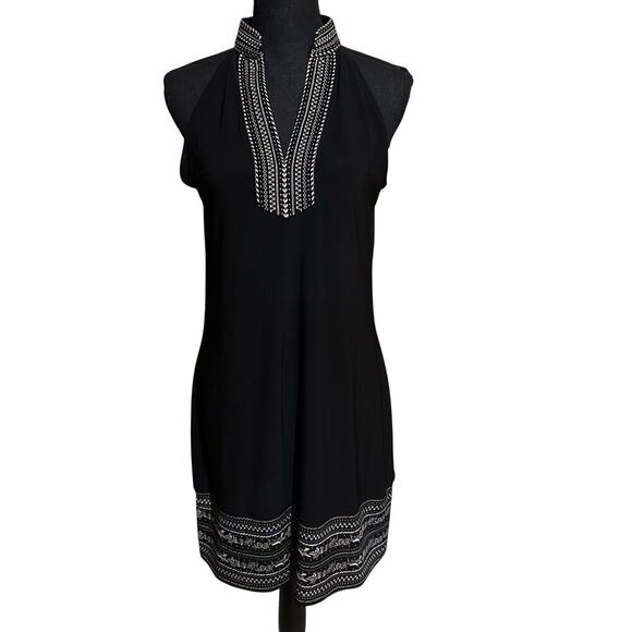 White House Black Market Dresses & Skirts - White House Black Market Black Halter Embroidered Neckline Dress Women's Medium
